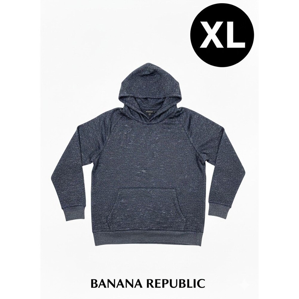 Banana Republic Men’s XL Organic Slub Cotton Hoodie Pullover Navy Heather